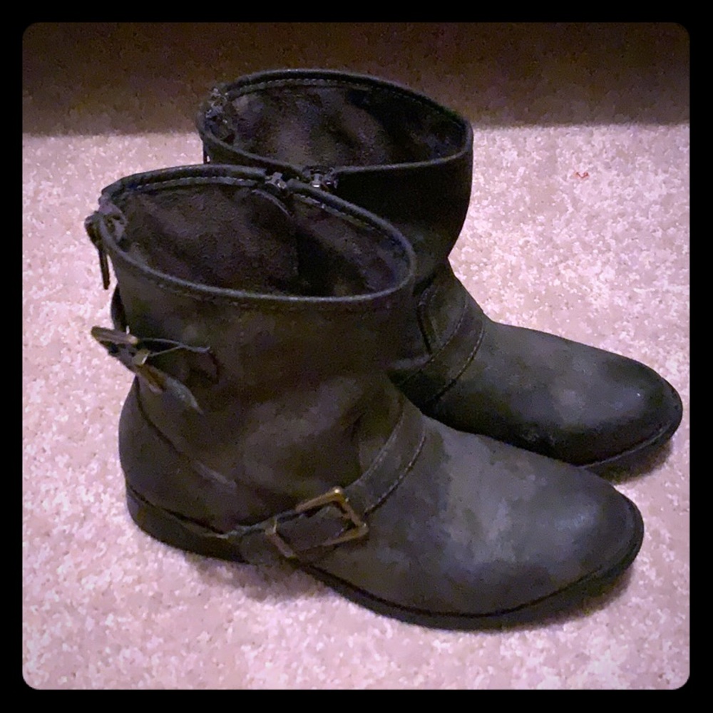 Grey Buckle Booties